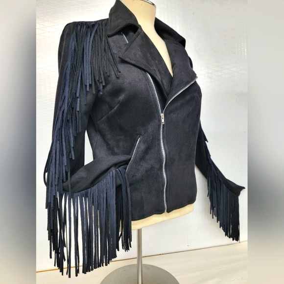 **SOLD***Poison Rock Band Fringe Moto Jacket Upcycled - Picture 6 of 10